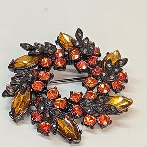 Napier Orange and Gold Leaf Brooch